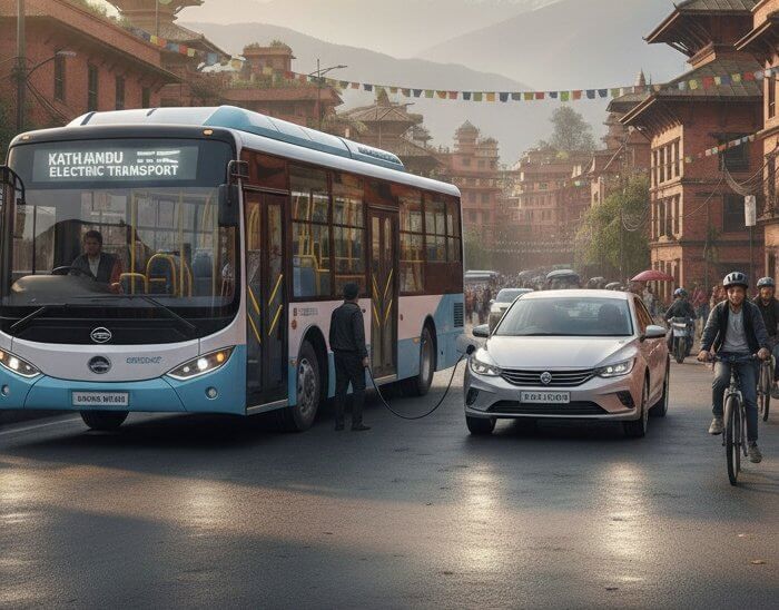 EV charging station Kathmandu valley with multiple vehicles charging