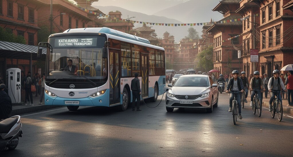 EV charging station Kathmandu valley with multiple vehicles charging