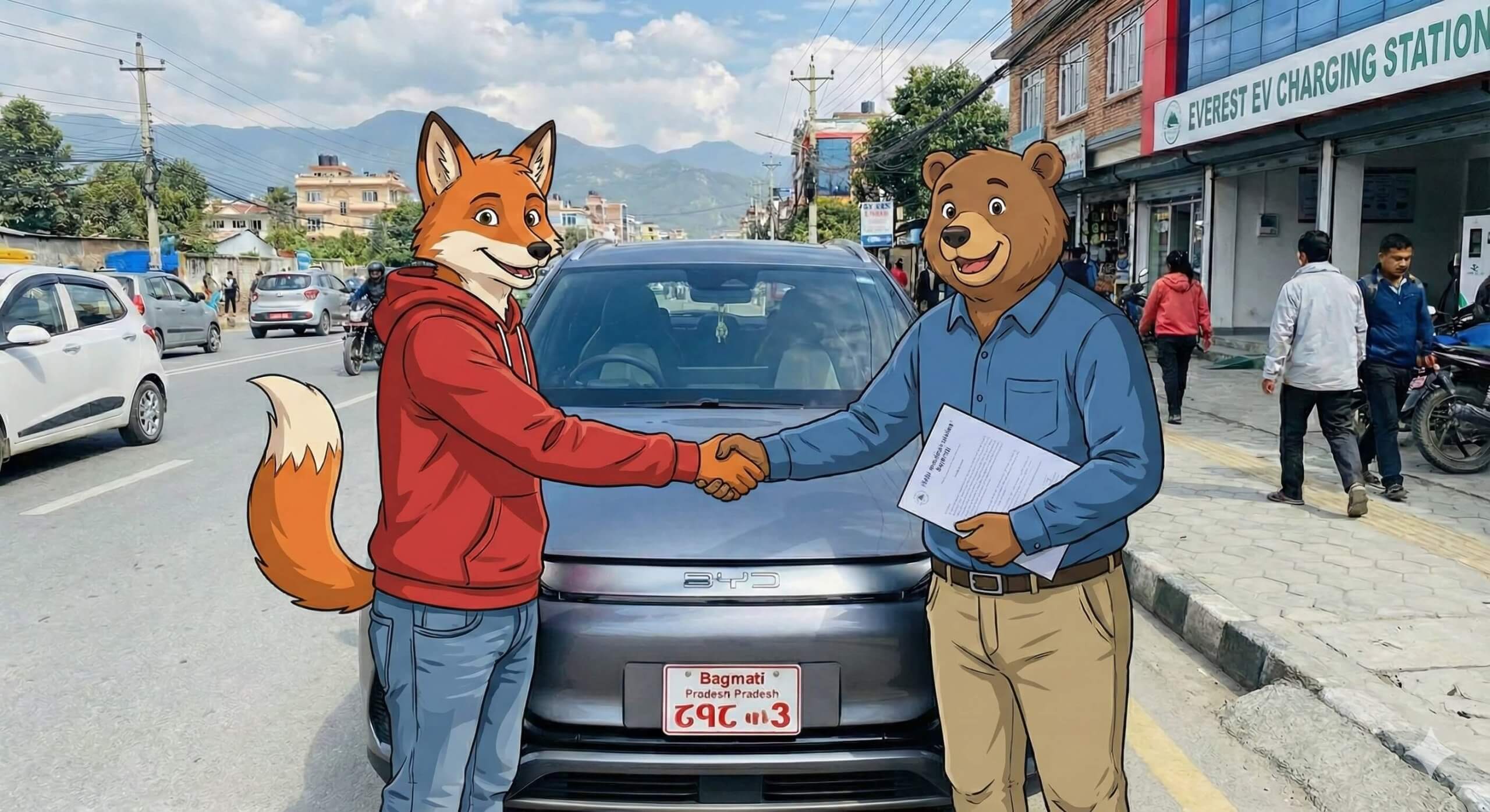 Electric vehicle insurance policy documents Nepal showing cost Rs 30000-35000 annual premium